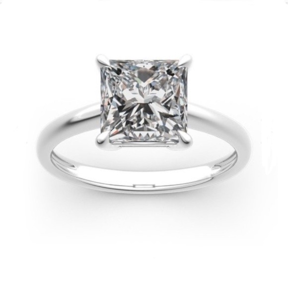 1-2Ct Princess Cut Solitaire Silver Ring VVS1 Lab Diamond - Picture 16 of 16
